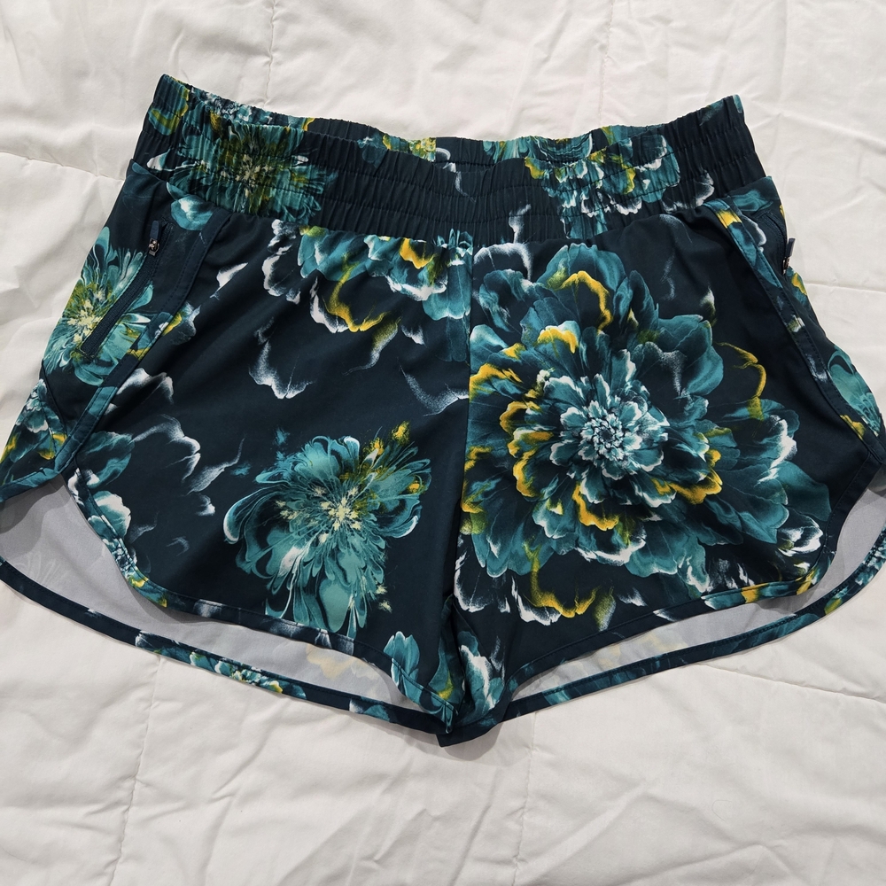 Avia Teal Floral Women's Athletic Shorts